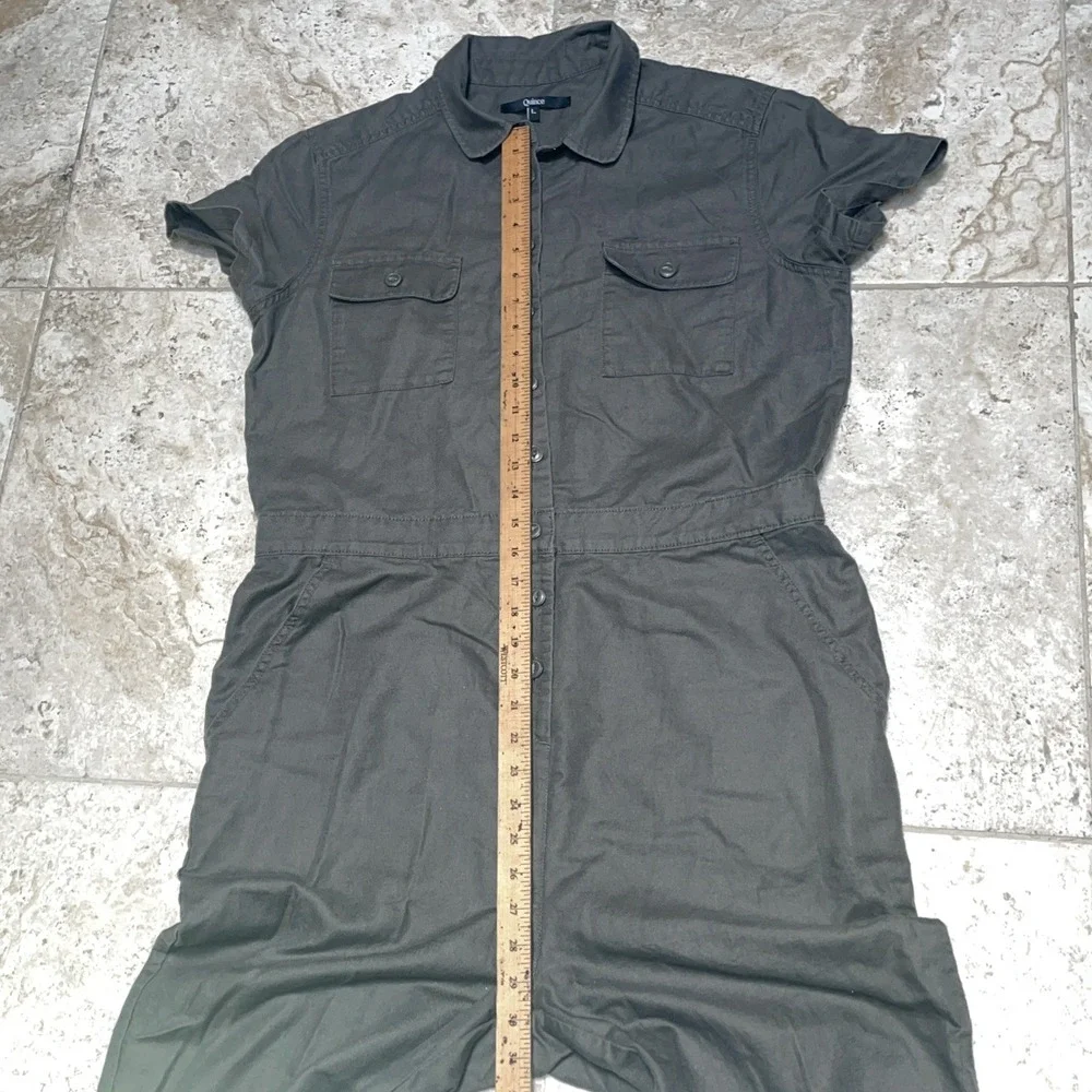 Quince Women's Large Dark Gray Cotton Linen Twill Coverall Jumpsuit Short Sleeve